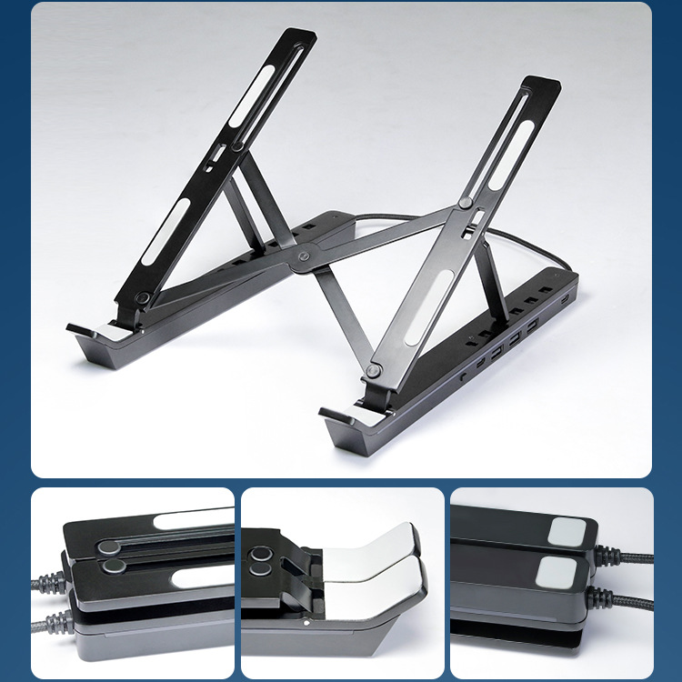 KTR03-005 Man-Pack Foldable Notebook/iPad Stand with USB Sockets