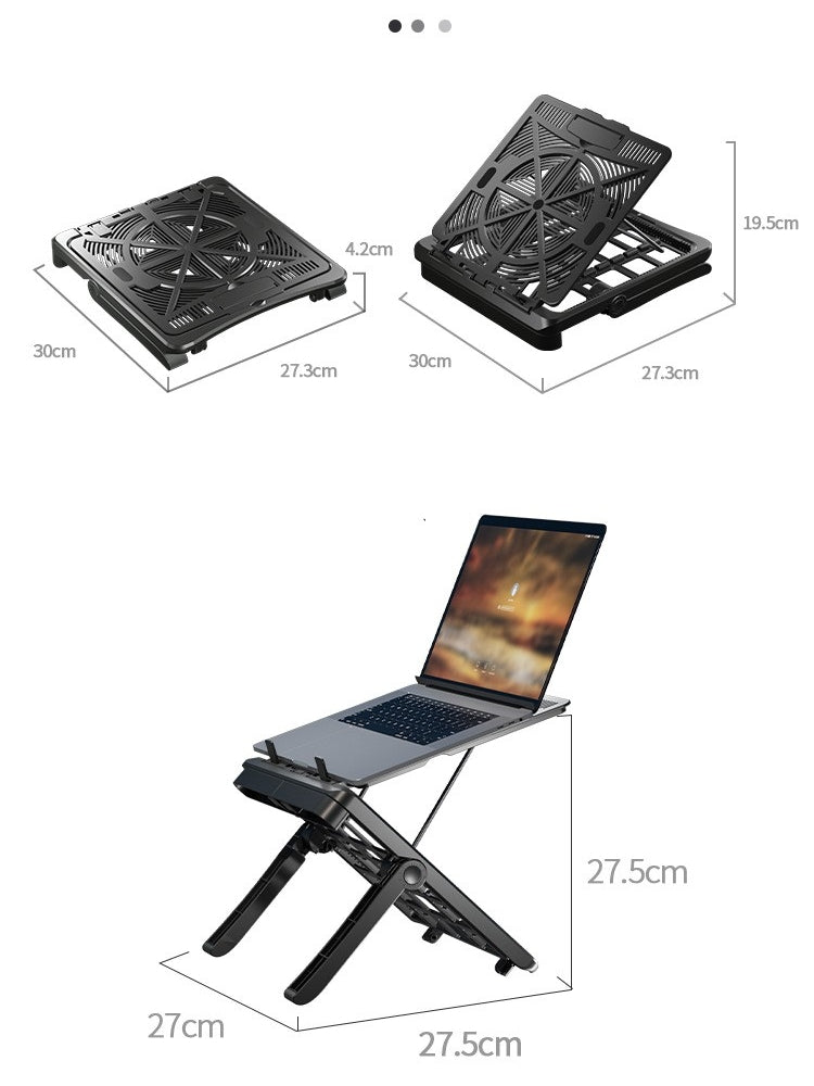 KTR03-022 2 Layers Foldable Notebook/iPad Stand with a Folding Phone Holder
